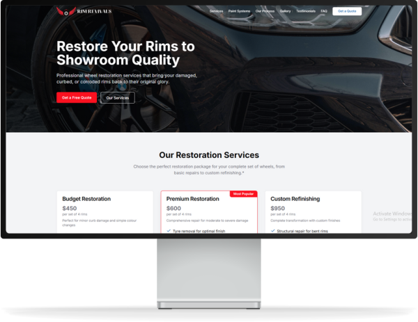 E-commerce website displayed on iMac