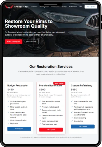 E-commerce website displayed on iPad